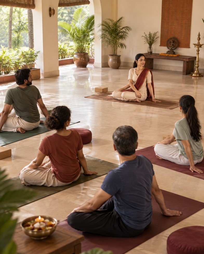 Monthly guided yoga sessions at Jivanyog