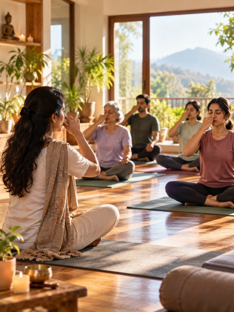 Morning yoga class for flexibility, breathing and mindfulness at Jivanyog